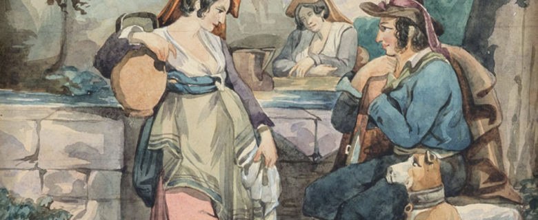 А.Е. Боратынская. Сцены итальянской жизни («Сцена у колодца»). Неаполь, не ранее 1844. Бумага, акварель