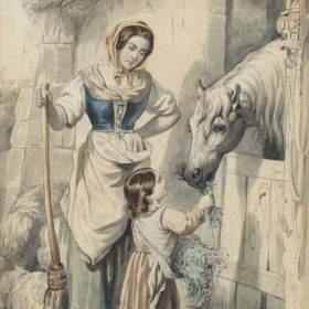 А.Е. Боратынская. Сцены итальянской жизни («Мать и дитя»). Неаполь, не ранее 1844. Бумага, акварель
