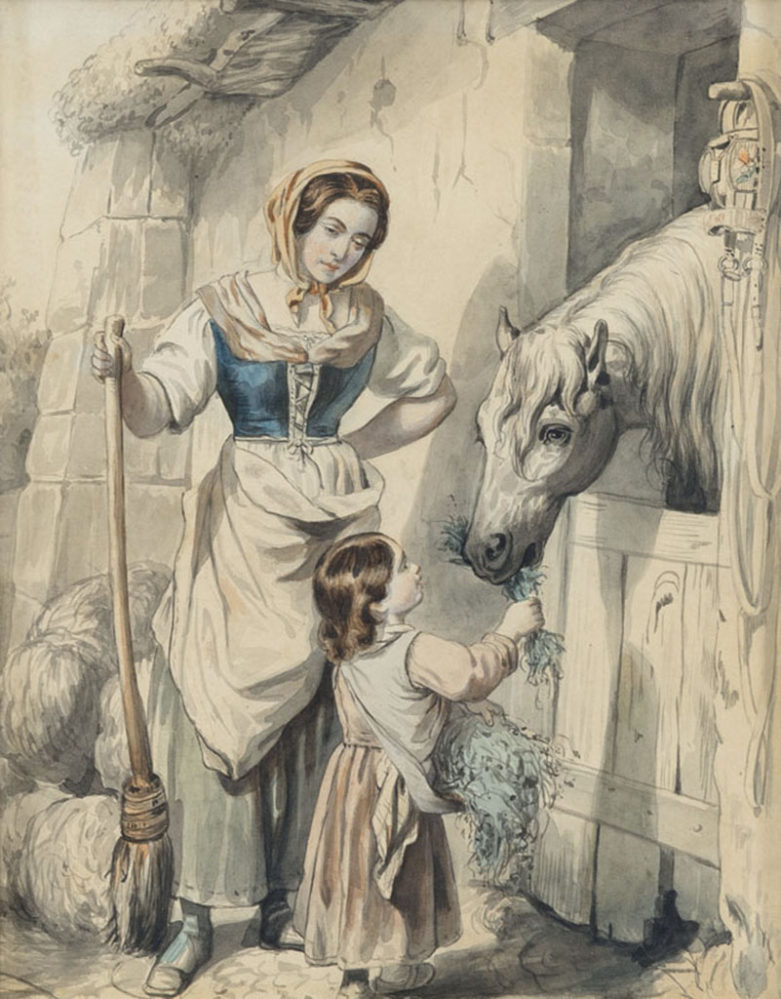 А.Е. Боратынская. Сцены итальянской жизни («Мать и дитя»). Неаполь, не ранее 1844. Бумага, акварель